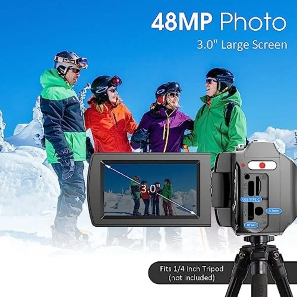 Camcorder Video Camera 4K 60FPS 48MP Vlogging Camera for YouTube TikTok with Wir